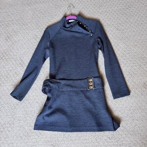 Elegant Charcoal Dress with Button Detail
